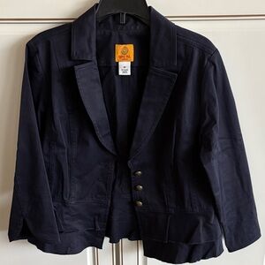 Ruby Rd Dark Blue Double Ruffle Blazer S 4P